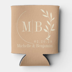 Porta-lata Monograma de Casamento com Folha de Beijo de Pêsse