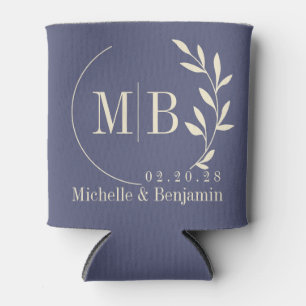 Porta-lata Monograma de Casamento com Folha de Lavanda de Mea