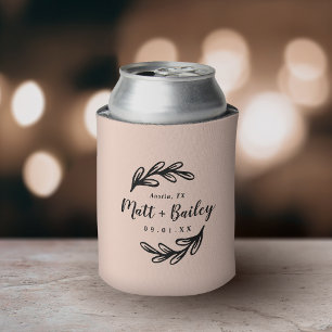 Porta-lata Monograma de Casamento do Branch Blush