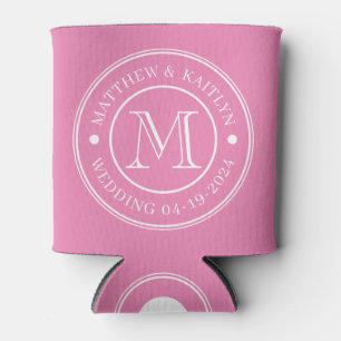 Porta-lata Monograma de Casamento Rosa