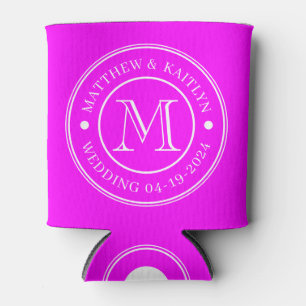 Porta-lata Monograma de Casamento Rosa Retro Elétrico
