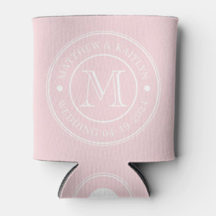 Porta-lata Monograma de Casamento Sussurro Rosa
