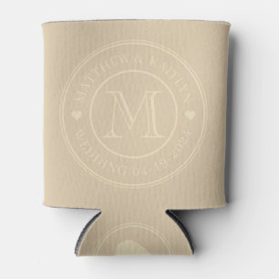 Porta-lata Monograma de Coração de Casamento de Duna de Areia