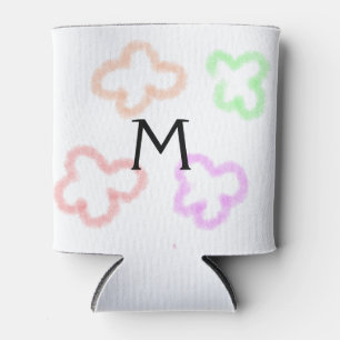 Porta-lata Monograma de flores de aquarela minimalista simple