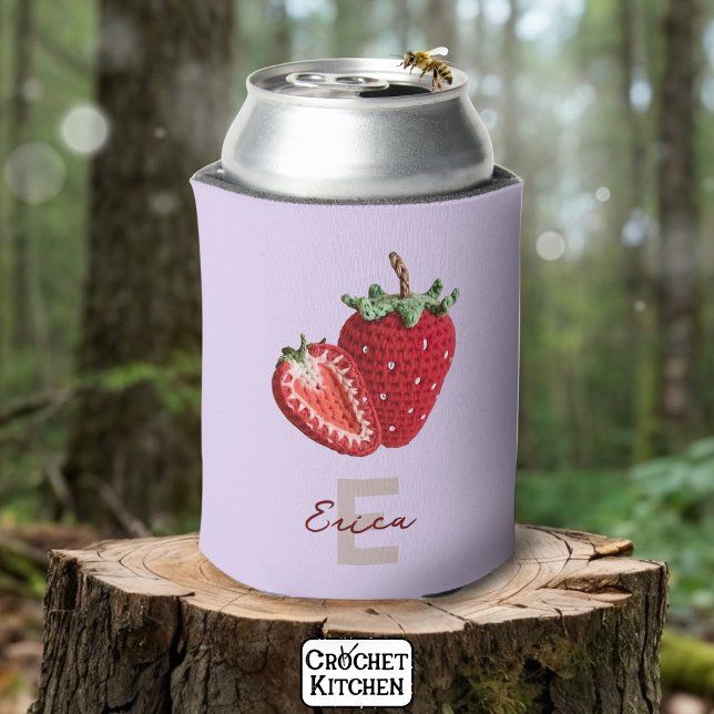 Porta-lata Monograma de Morango-de-Morango-Rosa-Grafo (Criador carregado)