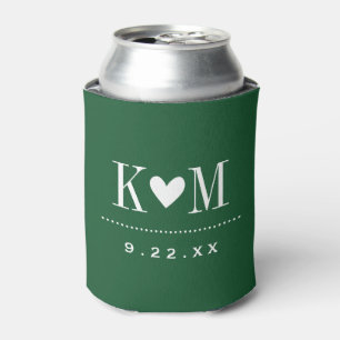 Porta-lata Monograma do Casamento Moderno Hunter Verde