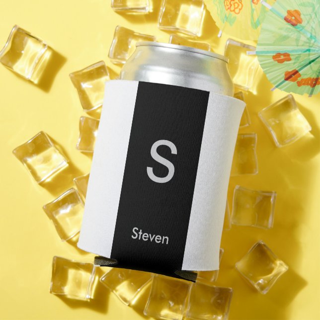 Porta-lata Monograma Dois Tom Preto Moderno e Branco (Verão in situ)