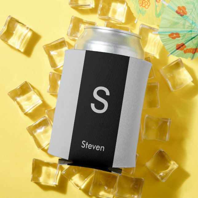 Porta-lata Monograma Dois Tom Preto Moderno e Cinzas (Verão in situ)