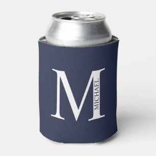 Porta-lata Monograma e Nome Personalizados Azul-marinho
