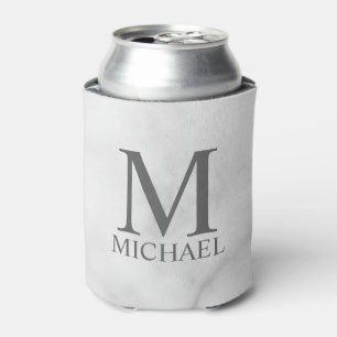 Porta-lata Monograma e Nome Personalizados do Marble Branco