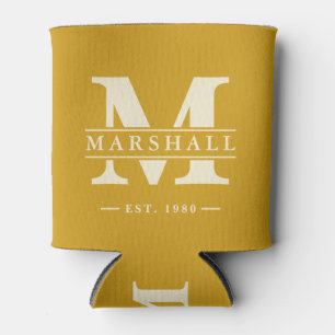 Porta-lata Monograma e Nome Sobreposto Dourado Ócre