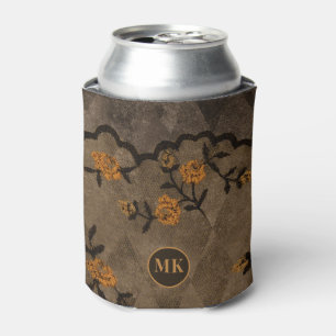 Porta-lata Monograma Floral Gótico Preto e Laranja