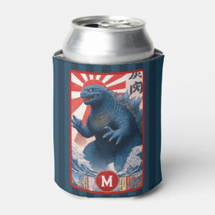 Porta-lata Monograma Lagarto Azul Monstro Ousado Retro Legal