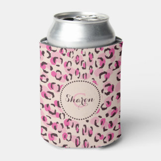 Porta-lata Monograma moderno de impressão de chic pink de chi
