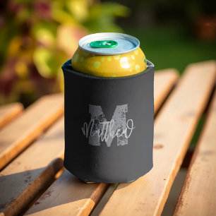 Porta-lata Monograma Moderno Legal Grunge Adicionar Seu Nome