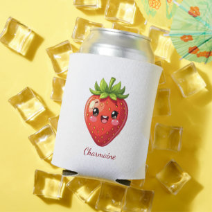 Porta-lata Monograma morango kawaii fofo