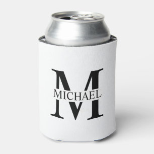 Porta-lata Monograma Personalizado Branco e Nome