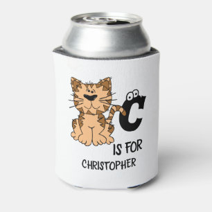 Porta-lata Monograma personalizado C é para gatos gatinhos ga