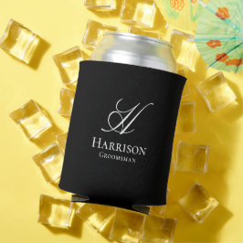 Porta-lata Monograma Personalizado Clássico Preto e Branco pa