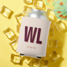 Porta-lata Monograma personalizado, cor-de-rosa, minimalista