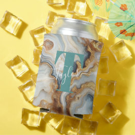 Porta-lata Monograma Personalizado de Agato de Pérolas Elegan