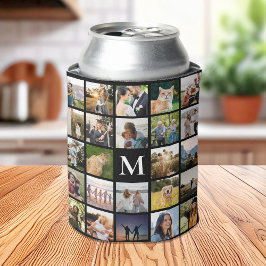 Porta-lata Monograma Personalizado de Colagem de Fotos