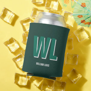 Porta-lata Monograma Personalizado Verde Esmeralda Minimalist