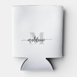 Porta-lata Monograma Preto Prateado Branco