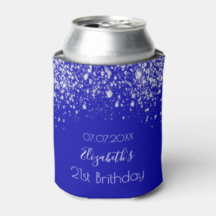 Porta-lata Monograma real de poeira de prata azul de anivers