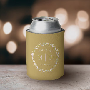 Porta-lata Monograma Russo de Casamento de Terra  Amarelo-mos