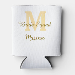 Porta-lata Monograma simples de equipe de noiva em dourado pa
