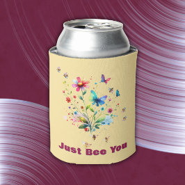 Porta-lata Monograma Simples Floral de Aquarelas Abelhas em p