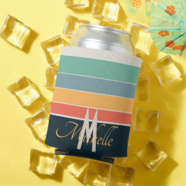 Porta-lata monogramas 70s retrorreflectores Stripes Marinho a