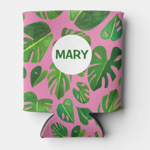 Porta-lata Monstera Watercolor Painting Green CLIENTE