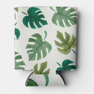 Porta-lata Monstera Watercolor: Textura Verde Sem Costura.