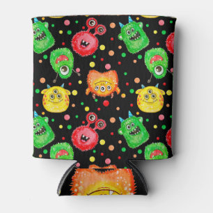 Porta-lata Monstros de Aquarela: Padrão sem costura bonito