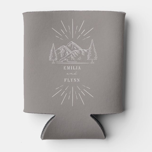 Porta-lata Montanhas Line Art Ametyst Wedding (Frente)