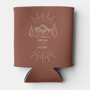 Porta-lata Montanhas Line Art Terracotta Wedding
