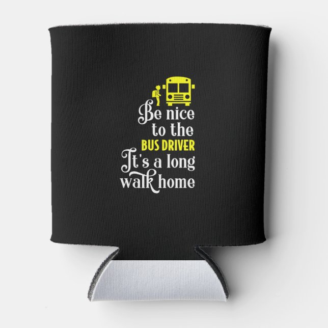 Porta-lata motorista de ônibus escolar engraçado (Frente)