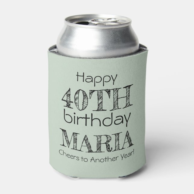 Porta-lata Muito Engraçado aniversário de 40 anos Sage Green (Can Front)