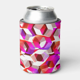 Porta-lata Muitos hexágonos coloridos, sobre fundo vermelho e