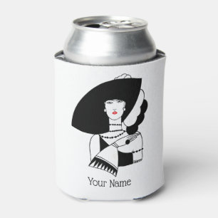 Porta-lata Mulher Art Déco de Grande Chapéu Luvas RL
