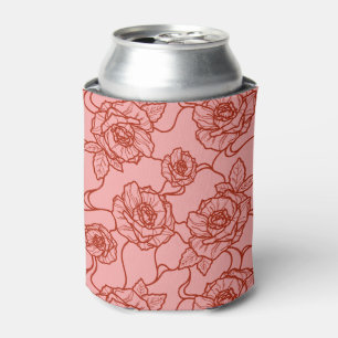 Porta-lata Murmurios de Rosa, Padrão Floral de Arte de Linha 