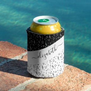 Porta-lata Músicas personalizadas em preto e branco