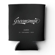 Na moda Black Retro Typografia Padrinhos de casame