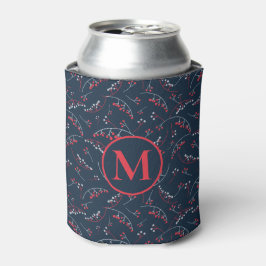 Porta-lata Na moda monograma de amora vermelha viva de marinh