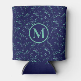 Porta-lata Na moda monograma verde de bagas verde-lacrimogêne