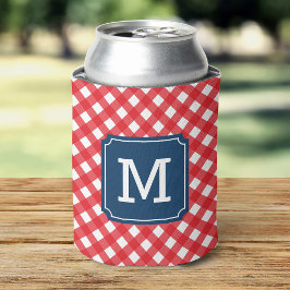 Porta-lata Na moda Picnic Red Gingham Personalize Monograma