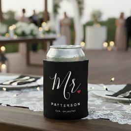 Porta-lata Na moda Sr. Sobrenome Personalizado e Casamento de