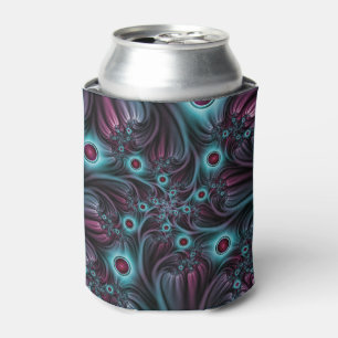Porta-lata Na Profundidade da Arte Fractal Abstrato Azul Cor-